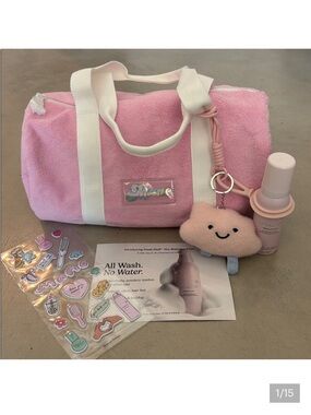 New Mane Haircare Bundle: gym duffel bag, dry shampoo foam, plushy & stickers